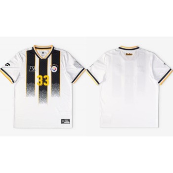 Men's Pittsburgh Steelers #33 White Football x Football V-Neck Jersey