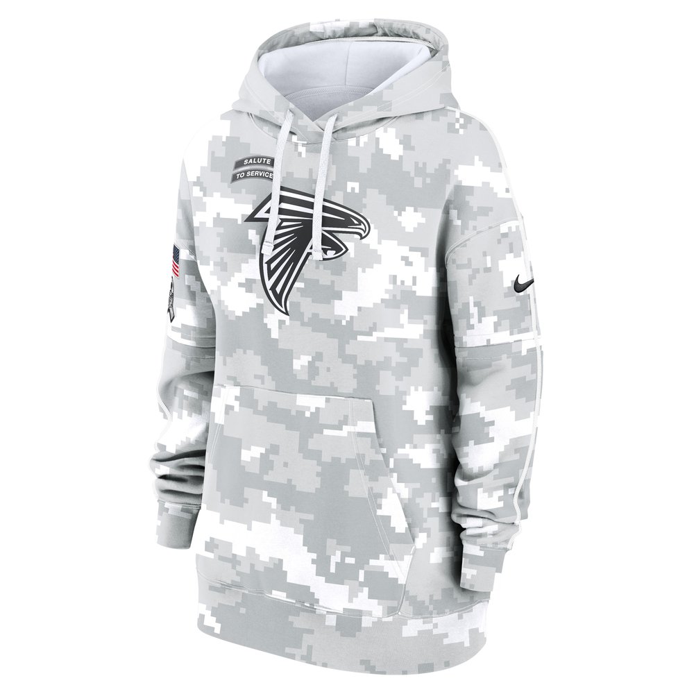 Women's Atlanta Falcons Arctic Camo 2024 Salute To Service Club Fleece Pullover Hoodie