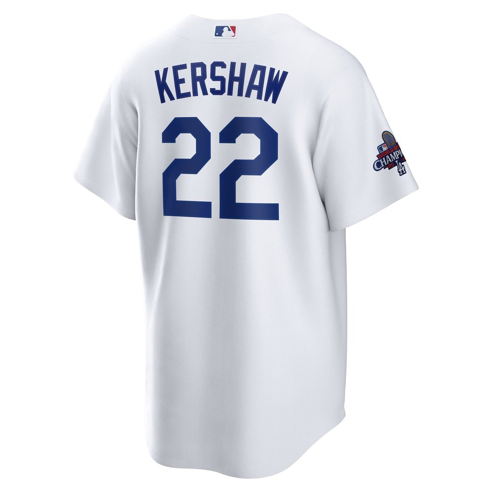 Men's Los Angeles Dodgers #22 Clayton Kershaw White 2024 World Series Champions Home Replica Player Jersey Men's Los Angeles Dodgers #22 Clayton Kershaw White 2024 World Series Champions Home Replica Player Jersey