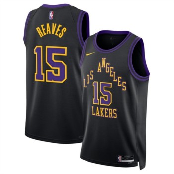 Men's Los Angeles Lakers #15 Austin Reaves Black 2025/26 City Edition Stitched Basketball Jersey