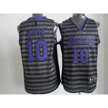 Lakers #10 Steve Nash Black/Grey Groove Stitched NBA Jersey Lakers #10 Steve Nash Black/Grey Groove Stitched NBA Jersey