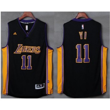 Lakers #11 Yi Jianlian Black(Purple NO.) Stitched NBA Jersey Lakers #11 Yi Jianlian Black(Purple NO.) Stitched NBA Jersey