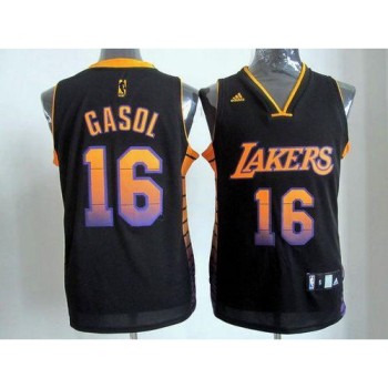 Lakers #16 Pau Gasol Black Stitched NBA Vibe Jersey Lakers #16 Pau Gasol Black Stitched NBA Vibe Jersey