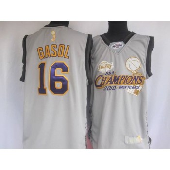 Lakers #16 Pau Gasol Grey 2010 Finals Champions Stitched NBA Jersey Lakers #16 Pau Gasol Grey 2010 Finals Champions Stitched NBA Jersey