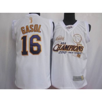 Lakers #16 Pau Gasol White 2010 Finals Champions Stitched NBA Jersey Lakers #16 Pau Gasol White 2010 Finals Champions Stitched NBA Jersey