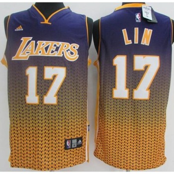 Lakers #17 Jeremy Lin Purple Resonate Fashion Stitched NBA Jersey