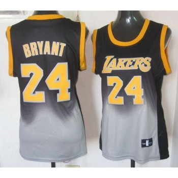 Lakers #24 Kobe Bryant Black/Grey Women's Fadeaway Fashion Stitched NBA Jersey Lakers #24 Kobe Bryant Black/Grey Women's Fadeaway Fashion Stitched NBA Jersey