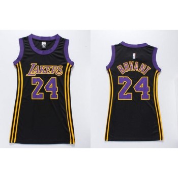 Lakers #24 Kobe Bryant Black(Purple No.) Women's Dress Stitched NBA Jersey Lakers #24 Kobe Bryant Black(Purple No.) Women's Dress Stitched NBA Jersey