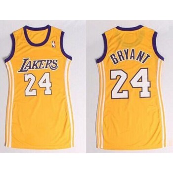 Lakers #24 Kobe Bryant Gold Women's Dress Stitched NBA Jersey Lakers #24 Kobe Bryant Gold Women's Dress Stitched NBA Jersey