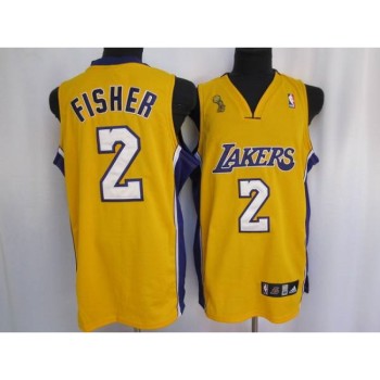Lakers #2 Derek Fisher Stitched Yellow Champion Patch NBA Jersey Lakers #2 Derek Fisher Stitched Yellow Champion Patch NBA Jersey