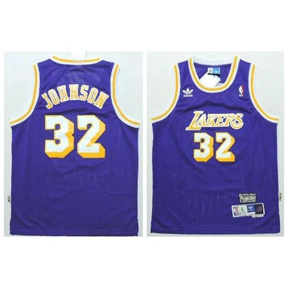 Lakers #32 Magic Johnson Purple Throwback Stitched Youth NBA Jersey