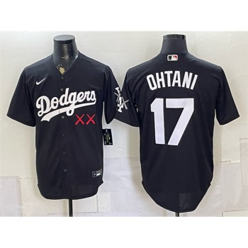 Men's Los Angeles Dodgers x KAWS #17 Shohei Ohtani Black Vapor Premier Limited Baseball Jersey