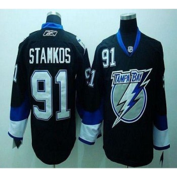 Lightning #91 Steven Stamkos Black Stitched Youth NHL Jersey