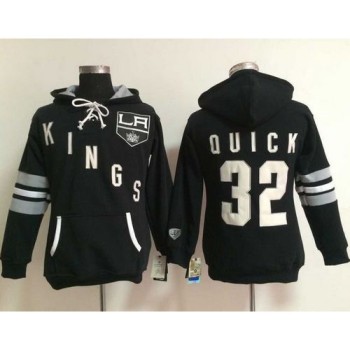 Los Angeles Kings #32 Jonathan Quick Black Women's Old Time Heidi Hoodie Los Angeles Kings #32 Jonathan Quick Black Women's Old Time Heidi Hoodie
