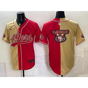 Men's San Francisco 49ers Red Split Cool Base Stitched Baseball Jersey