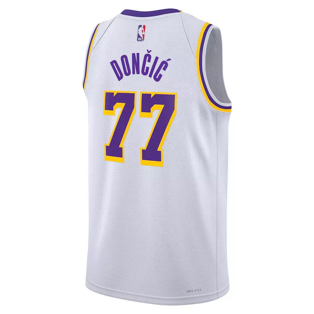 Unisex Los Angeles Lakers #77 Luka Doncic White Swingman City Edition Jersey Unisex Los Angeles Lakers #77 Luka Doncic White Swingman City Edition Jersey