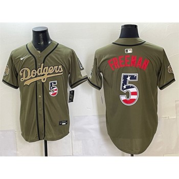 Youth Los Angeles Dodgers #5 Freddie Freeman Olive 2026 Armed Forces Day 250 Fourth of July Stitched Baseball Jersey