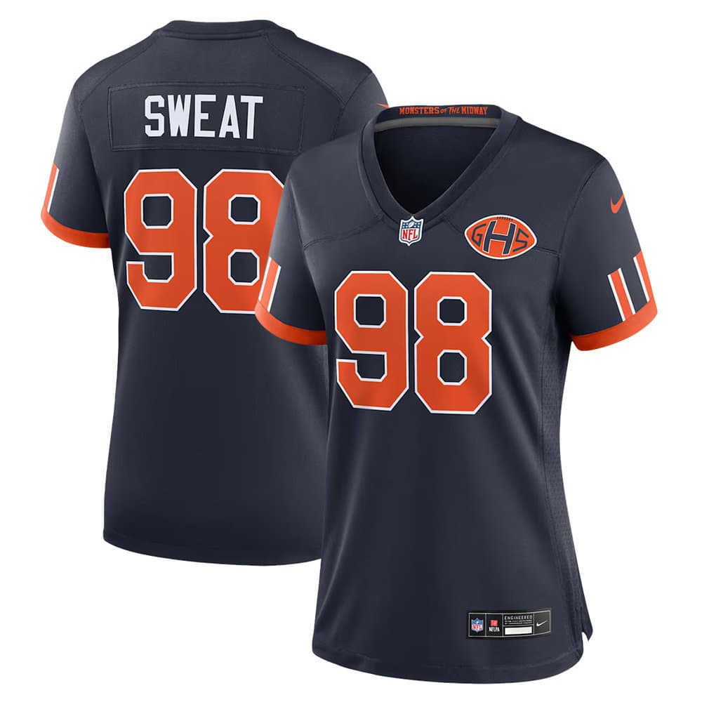 Women's Chicago Bears #98 Montez Sweat Navy 2026 Rivalries Collection Game Jersey