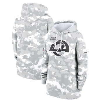 Women's Los Angeles Rams Arctic Camo 2024 Salute To Service Club Fleece Pullover Hoodie