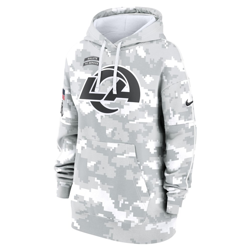 Women's Los Angeles Rams Arctic Camo 2024 Salute To Service Club Fleece Pullover Hoodie