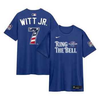 Men's American League #7 Bobby Witt Jr. Nike Rush Blue 2026 All-Star Game Name & Number T-Shirt
