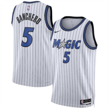 Men's Orlando Magic #5 Paolo Banchero White 2025 Association Edition Stitched Basketball Jersey