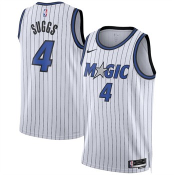 Men's Orlando Magic #4 Jalen Suggs White 2025 Association Edition Stitched Basketball Jersey