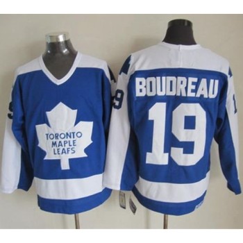 Maple Leafs #19 Bruce Boudreau Blue/White CCM Throwback Stitched NHL Jersey