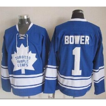 Maple Leafs #1 Johnny Bower Blue CCM Throwback Stitched NHL Jersey Maple Leafs #1 Johnny Bower Blue CCM Throwback Stitched NHL Jersey