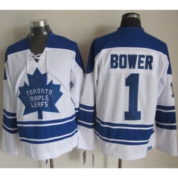 Maple Leafs #1 Johnny Bower White CCM Throwback Third Stitched NHL Jersey Maple Leafs #1 Johnny Bower White CCM Throwback Third Stitched NHL Jersey