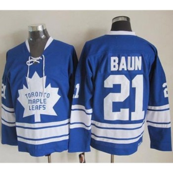 Maple Leafs #21 Bobby Baun Blue CCM Throwback Third Stitched NHL Jersey