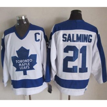Maple Leafs #21 Borje Salming White/Blue CCM Throwback Stitched NHL Jersey