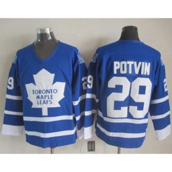 Maple Leafs #29 Felix Potvin Blue CCM Throwback Stitched NHL Jersey Maple Leafs #29 Felix Potvin Blue CCM Throwback Stitched NHL Jersey