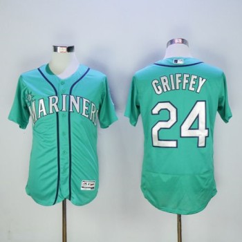 Mariners #24 Ken Griffey Green Flexbase Authentic Collection 2016 Hall Of Fame Patch Stitched MLB Jersey Mariners #24 Ken Griffey Green Flexbase Authentic Collection 2016 Hall Of Fame Patch Stitched MLB Jersey