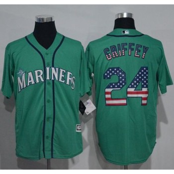 Mariners #24 Ken Griffey Green USA Flag Fashion Stitched MLB Jersey Mariners #24 Ken Griffey Green USA Flag Fashion Stitched MLB Jersey