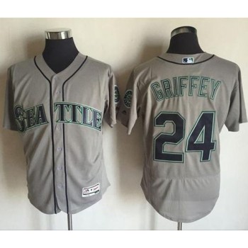Mariners #24 Ken Griffey Grey Flexbase Authentic Collection Stitched MLB Jersey Mariners #24 Ken Griffey Grey Flexbase Authentic Collection Stitched MLB Jersey