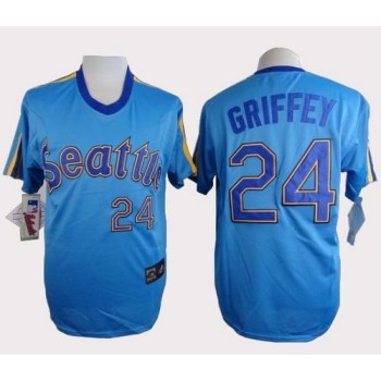 Mariners #24 Ken Griffey Light Blue Cooperstown Throwback Stitched MLB Jersey Mariners #24 Ken Griffey Light Blue Cooperstown Throwback Stitched MLB Jersey
