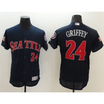 Mariners #24 Ken Griffey Navy Blue Fashion Stars & Stripes Flexbase Authentic Stitched MLB Jersey Mariners #24 Ken Griffey Navy Blue Fashion Stars & Stripes Flexbase Authentic Stitched MLB Jersey