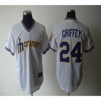 Mariners #24 Ken Griffey White Cooperstown Throwback Stitched MLB Jersey Mariners #24 Ken Griffey White Cooperstown Throwback Stitched MLB Jersey
