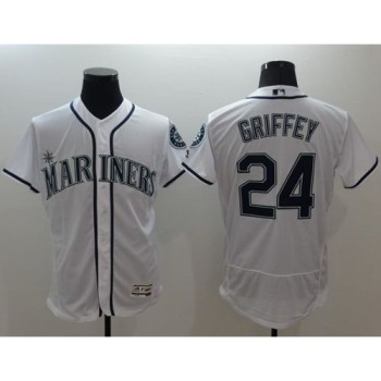 Mariners #24 Ken Griffey White Flexbase Authentic Collection Stitched MLB Jersey Mariners #24 Ken Griffey White Flexbase Authentic Collection Stitched MLB Jersey