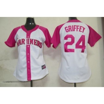 Mariners #24 Ken Griffey White/Pink Women's Splash Fashion Stitched MLB Jersey Mariners #24 Ken Griffey White/Pink Women's Splash Fashion Stitched MLB Jersey