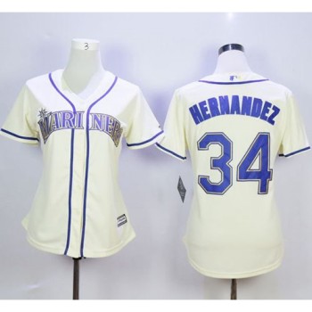 Mariners #34 Felix Hernandez Cream Alternate Women's Stitched MLB Jersey Mariners #34 Felix Hernandez Cream Alternate Women's Stitched MLB Jersey