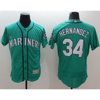 Mariners #34 Felix Hernandez Green Flexbase Authentic Collection Stitched MLB Jersey Mariners #34 Felix Hernandez Green Flexbase Authentic Collection Stitched MLB Jersey