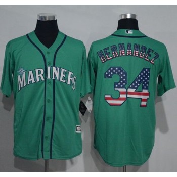 Mariners #34 Felix Hernandez Green USA Flag Fashion Stitched MLB Jersey Mariners #34 Felix Hernandez Green USA Flag Fashion Stitched MLB Jersey
