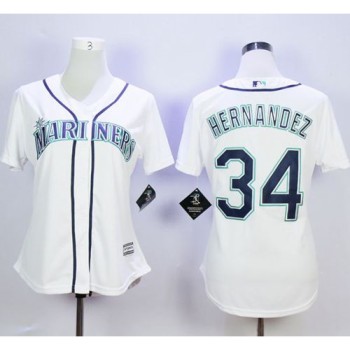 Mariners #34 Felix Hernandez White Home Women's Stitched MLB Jersey Mariners #34 Felix Hernandez White Home Women's Stitched MLB Jersey