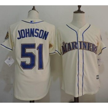 Mariners #51 Randy Johnson Cream New Cool Base Stitched MLB Jersey