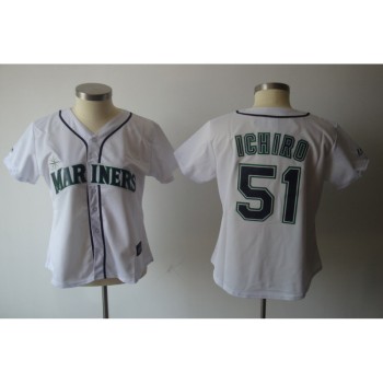 Mariners #51 ichiro Suzuki White Women's Fashion Stitched MLB Jersey