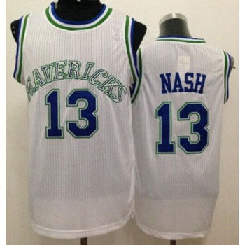Mavericks #13 Steve Nash White Throwback Stitched NBA Jersey