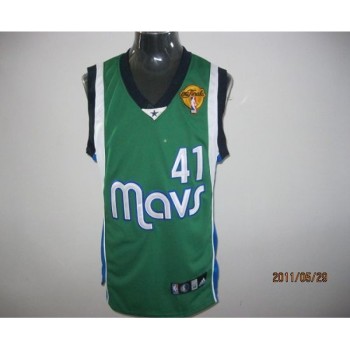 Mavericks 2011 Finals Patch #41 Dirk Nowitzki Green Stitched NBA Jersey