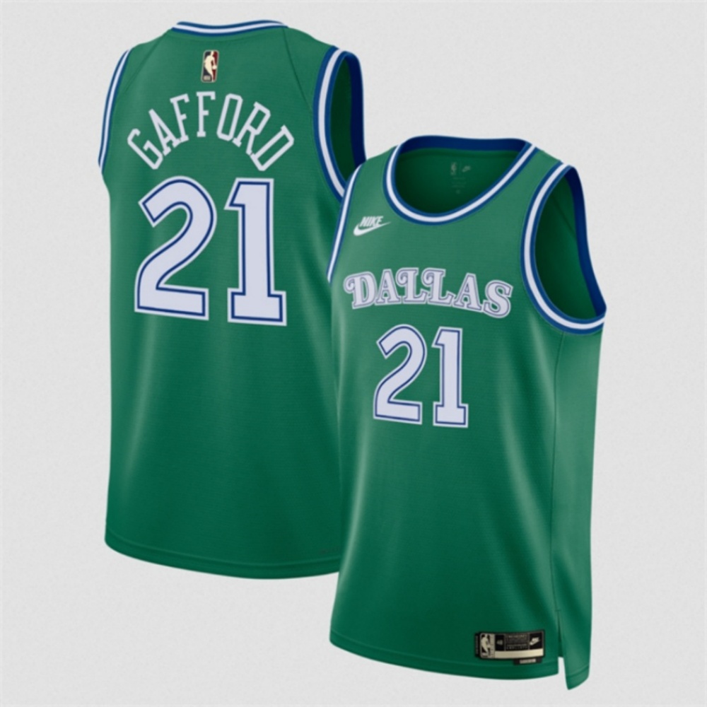 Men's Dallas Mavericks #21 Daniel Gafford Green 2025 Classic Edition Stitched Basketball Jersey